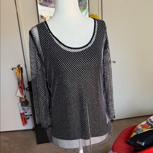 Brand new Black rhinestones Mesh Top